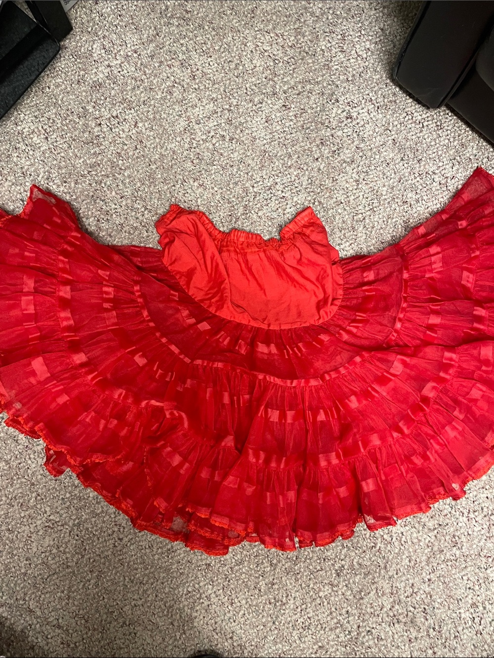 Vintage crinoline Red Tiered Ruffle ultra voluminous underskirt